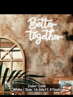NEW BETTER TOGETHER LED WEDDING SIGN ELECTICAL 12 X 17